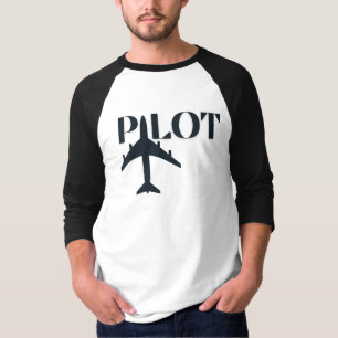 Pilot Typography & Airplane, Minimalist, Simple T-Shirt