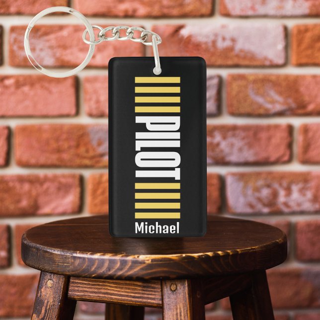 Pilot Typography Airplane Photo Personalized Keychain (Creator Uploaded)