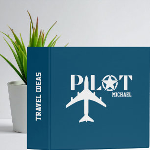 Pilot Typography & Military airplane, Minimalist 3 Ring Binder