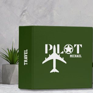 Pilot Typography & Military airplane, Minimalist 3 Ring Binder