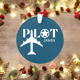 Pilot Typography & Military airplane, Minimalist Ornament
