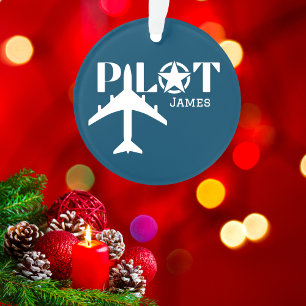 Pilot Typography & Military airplane, Minimalist Ornament