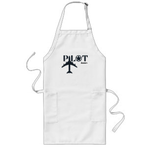 Pilot Typography Military Airplane, Personalized Long Apron