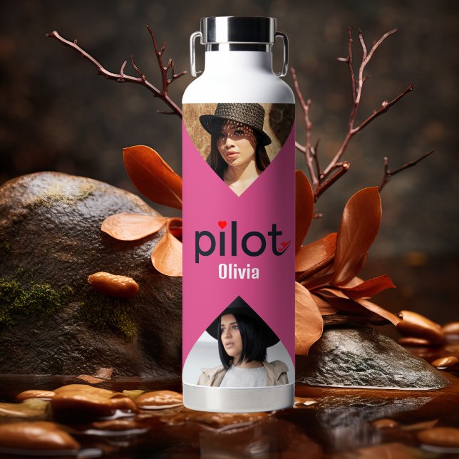 Pilot Typography, Minimalist Modern Personalized Water Bottle (Creator Uploaded)