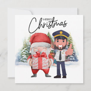 Pilot Uniform with Christmas themed Holiday Card