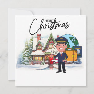 Pilot Uniform with Christmas themed Holiday Card