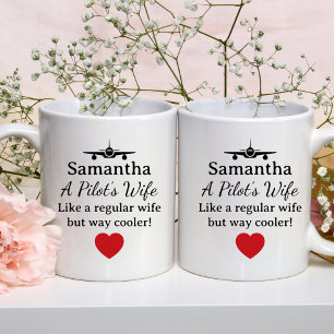 Pilot wife gift Airplane Heart funny custom Wifey Coffee Mug