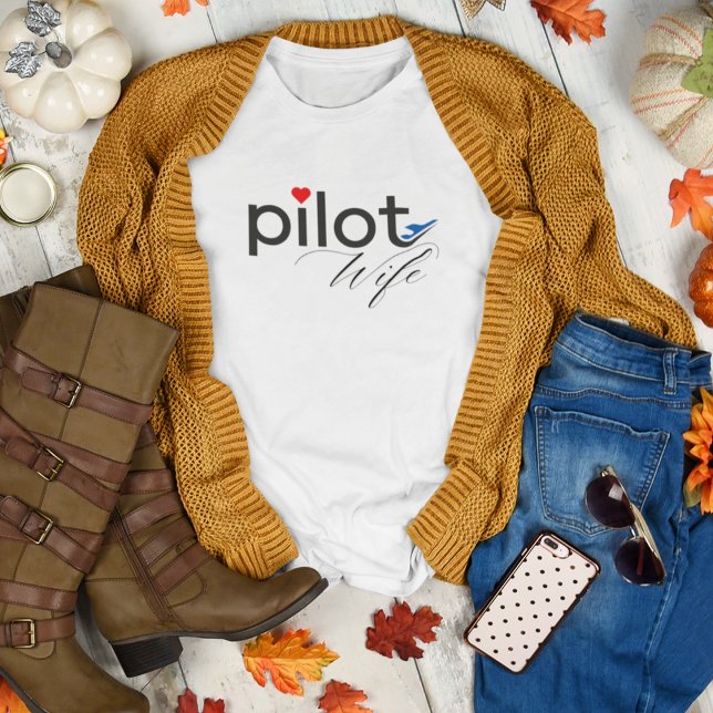 Pilot Wife Typography & Airplane Simple,Minimalist Tri-Blend Shirt (Dress up.)