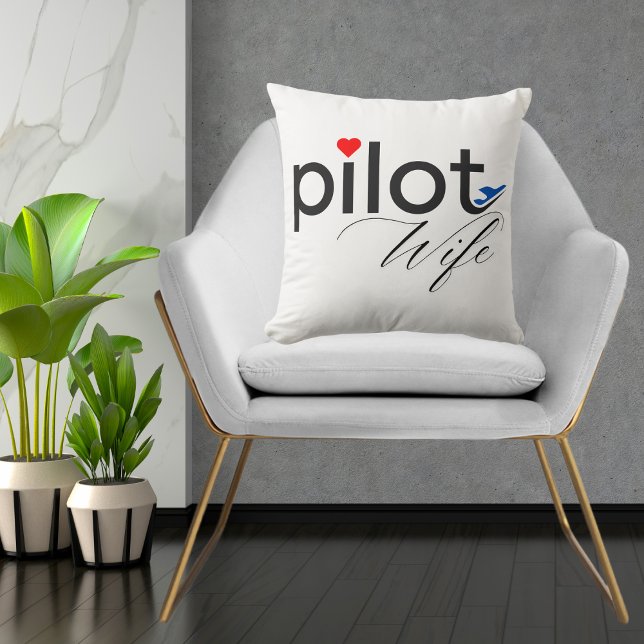 Pilot Wife Typography, Simple, Personalized gift Throw Pillow (Creator Uploaded)