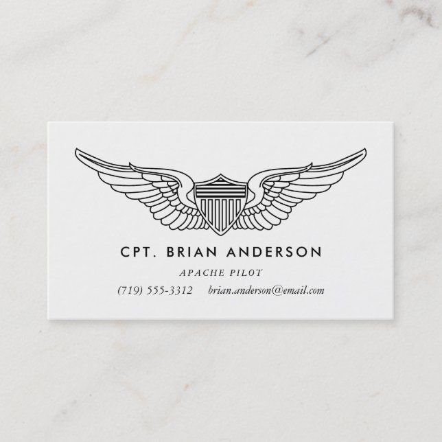 Pilot Wings Army Aviator Business Card (Front)