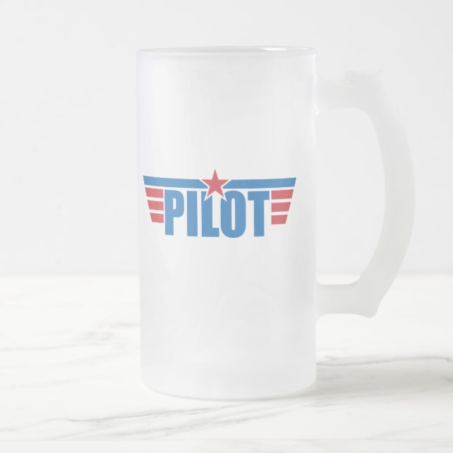 Pilot Wings Badge - Aviation Frosted Glass Beer Mug (Right)