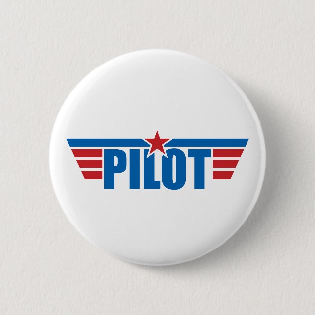 Pilot Wings Badge - Aviation Pinback Button (Front)