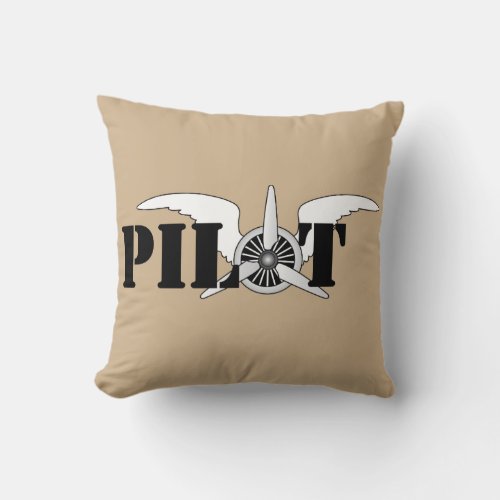 Pilot Wings With Propeller Aviation Theme Throw Pillow
