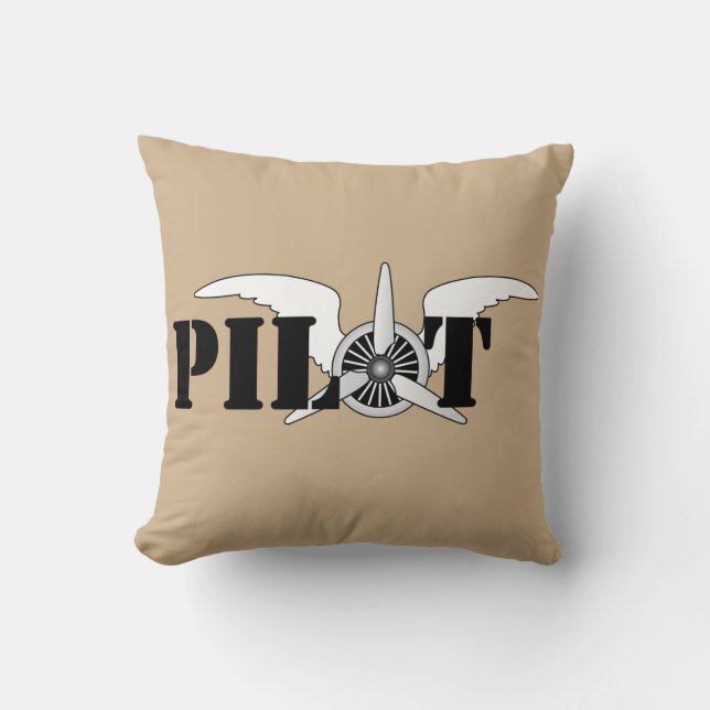 Pilot Wings With Propeller Aviation Theme Throw Pillow (Front)