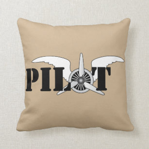 Pilot Wings With Propeller Aviation Theme Throw Pillow