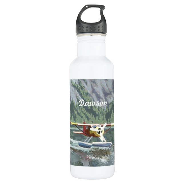 Pilots Bush Plane Fanatic Stainless Steel Water Bottle (Front)