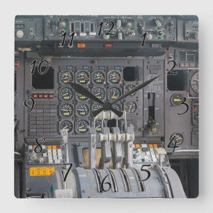 Pilots Cockpit Square Wall Clock