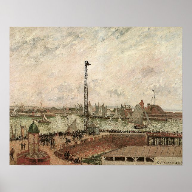 Pilot's Jetty, Le Havre, Misty by Camille Pissarro Poster (Front)