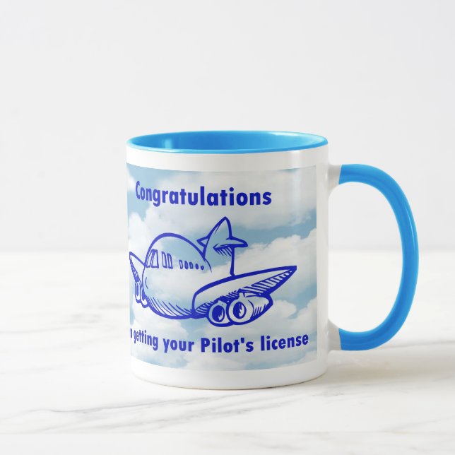 Pilots license. Getting your wings. Congratulation Mug (Right)