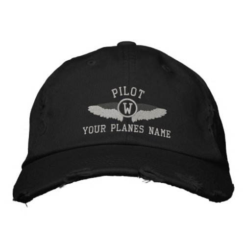 Pilots monogram and custom plane name embroidered baseball cap