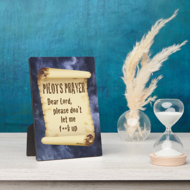 Pilot's Prayer Plaque with Easel (Side)