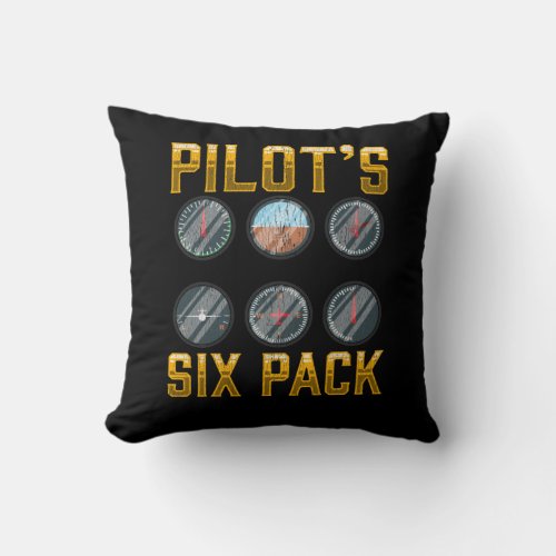 Pilots Six Pack Flight Humor Flight Airplane Lover Throw Pillow