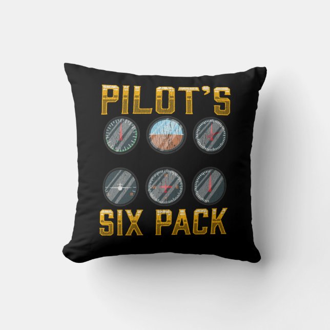 Pilots Six Pack Flight Humor Flight Airplane Lover Throw Pillow (Front)