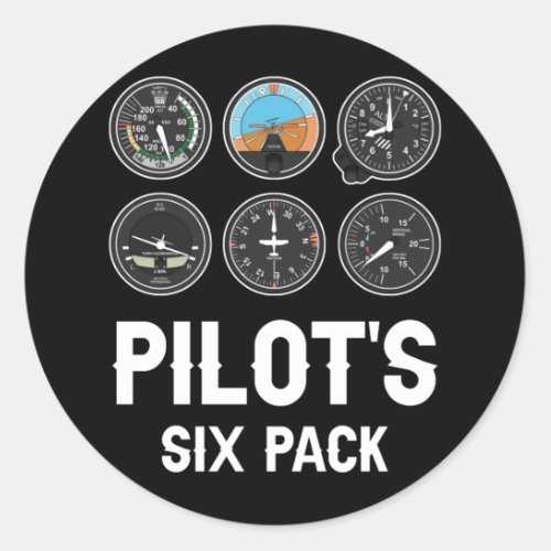Pilots Six Pack Flight Instruments Aviation Classic Round Sticker
