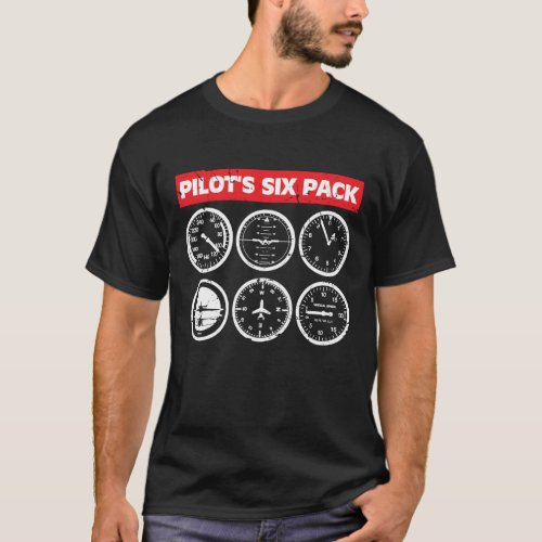 Pilots Six Pack Flight Instruments Aviation T_Shirt