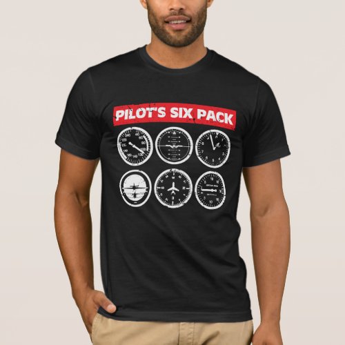 Pilots Six Pack Flight Instruments Aviation T_Shirt