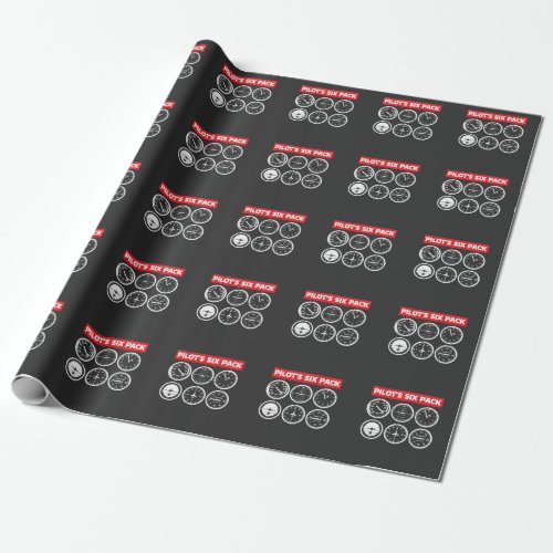 Pilots Six Pack Flight Instruments Aviation Wrapping Paper