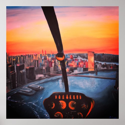 Pilots View From R44 Helicopter Poster