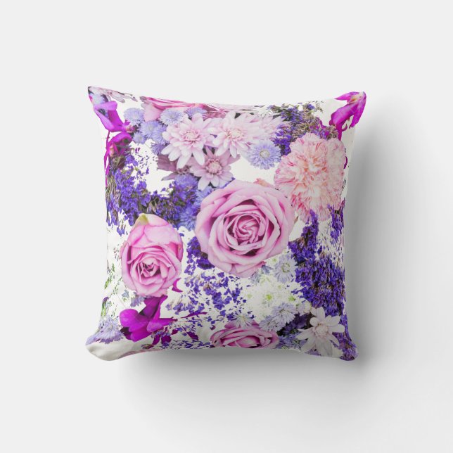 Pilow With Flowers Throw Pillow (Front)