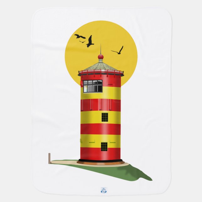 Pilsum Lighthouse Germany Baby Blanket (Back)