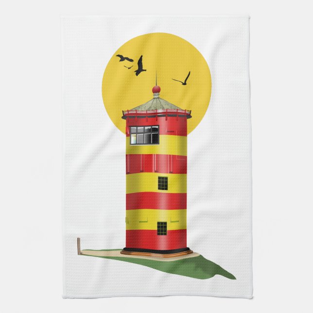 Pilsum Lighthouse Germany Kitchen Towel (Vertical)
