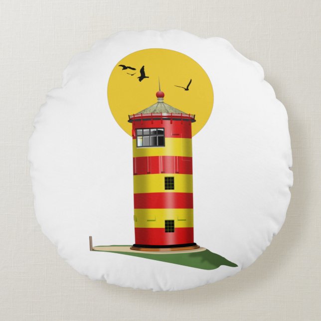 Pilsum Lighthouse Germany Round Pillow (Front)