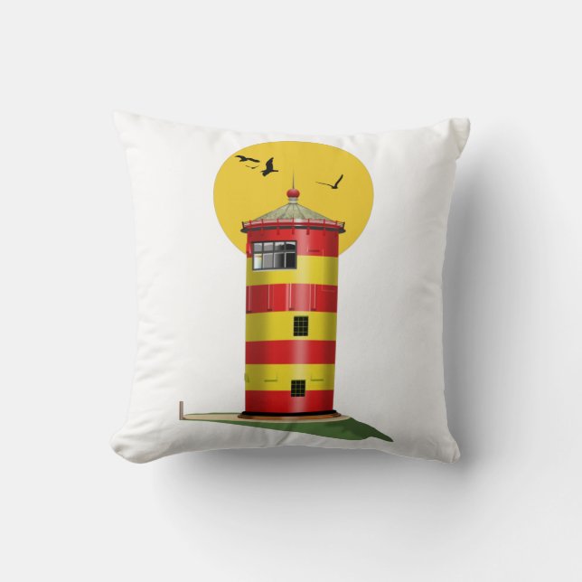 Pilsum Lighthouse Germany Throw Pillow (Front)