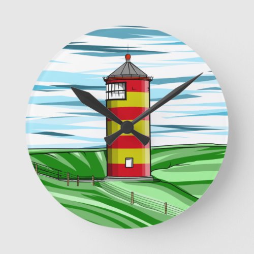 Pilsum Lighthouse Pilsumer Leuchtturm Round Clock