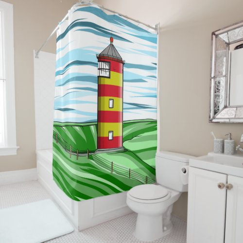 Pilsum Lighthouse Pilsumer Leuchtturm Shower Curtain