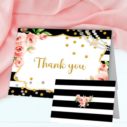 Pimk Roses  Perl  Thank You Card