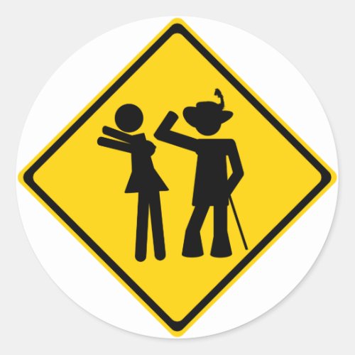 Pimp Backhand Road Sign Classic Round Sticker