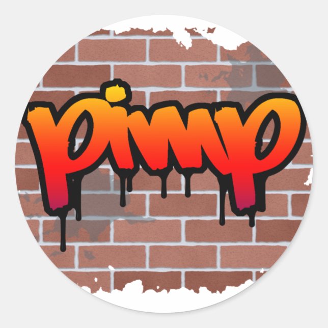 pimp graffiti  design  classic round sticker (Front)