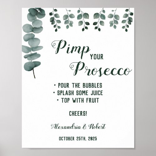 Pimp your Prosecco Greenery Eucalyptus Wedding  Poster