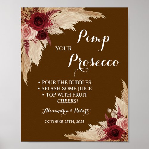 Pimp your Prosecco Pampas Grass Wedding  Poster