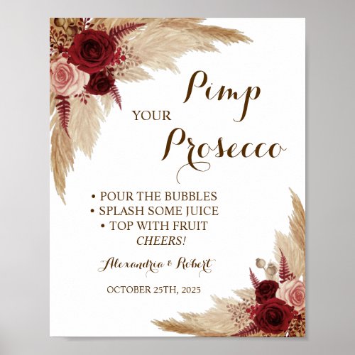 Pimp your Prosecco Pampas Grass Wedding  Poster