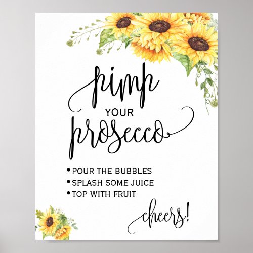 Pimp your prosecco sunflowers floral shower sign