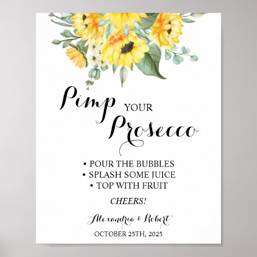 Pimp your Prosecco Sunflowers Greenery Wedding Poster