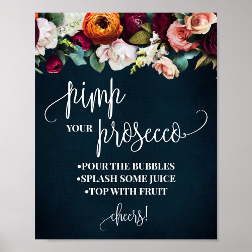 Pimp Your Prosecco Wine Navy Wedding Sign