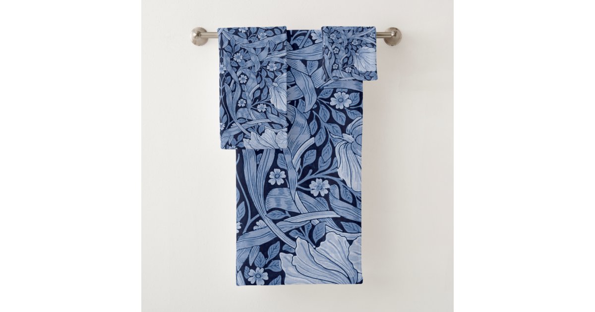 Pimpernel Blue Monotone, William Morris Bath Towel Set | Zazzle