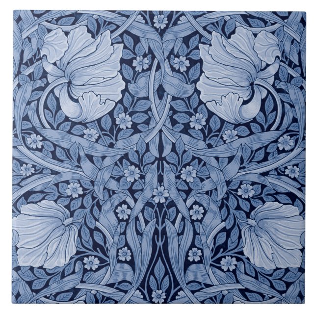 Pimpernel Blue Monotone, William Morris Ceramic Tile (Front)